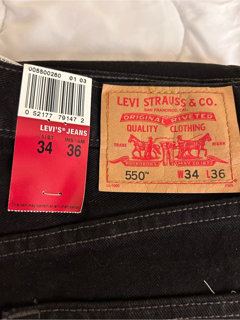 Levi's Black Relaxed Fit Jeans 34x36
